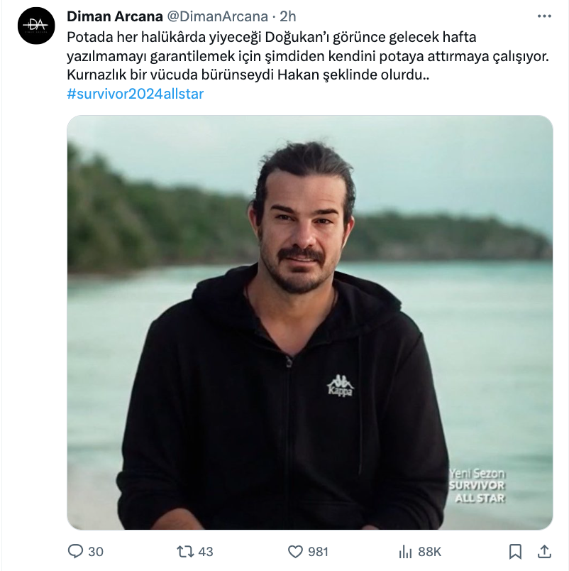 survivor 2024 all star hakan hatipoglu icin diman arcana dan sert sozler